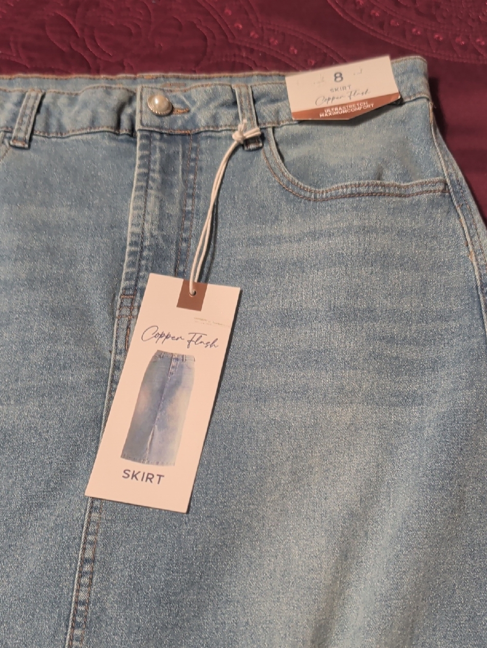 Light Blue Denim Midi Skirt